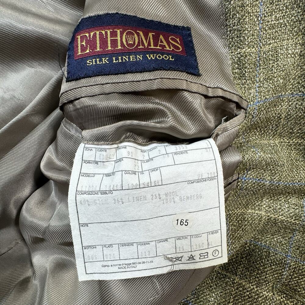 Trussini ETHOMAS Plaid Windowpane Linen/Silk/Wool Blazer Italy 46" Chest - Picture 6 of 9